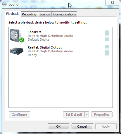 Win7 Playback dialog