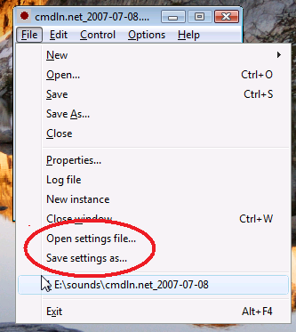 Settings files in RecAll-PRO