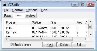 VCR timer tab screen shot