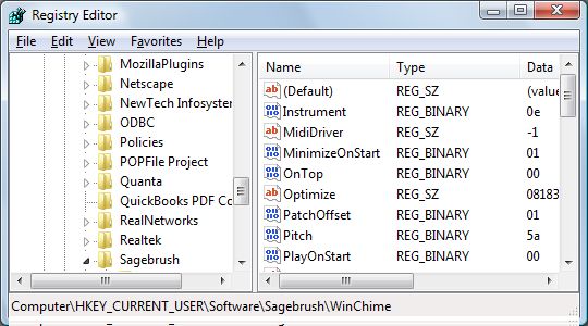 Vista Registry Editor screenshot