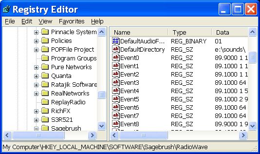 XP Registry Editor screenshot