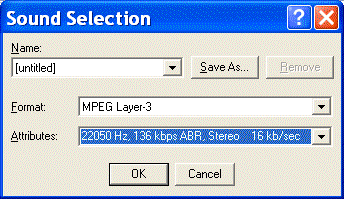 sound selection dialog