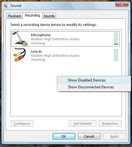 Record Speaker Output Vista