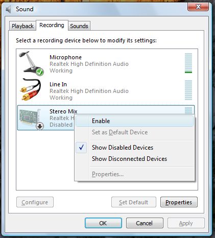 Configure Sound Card Vista